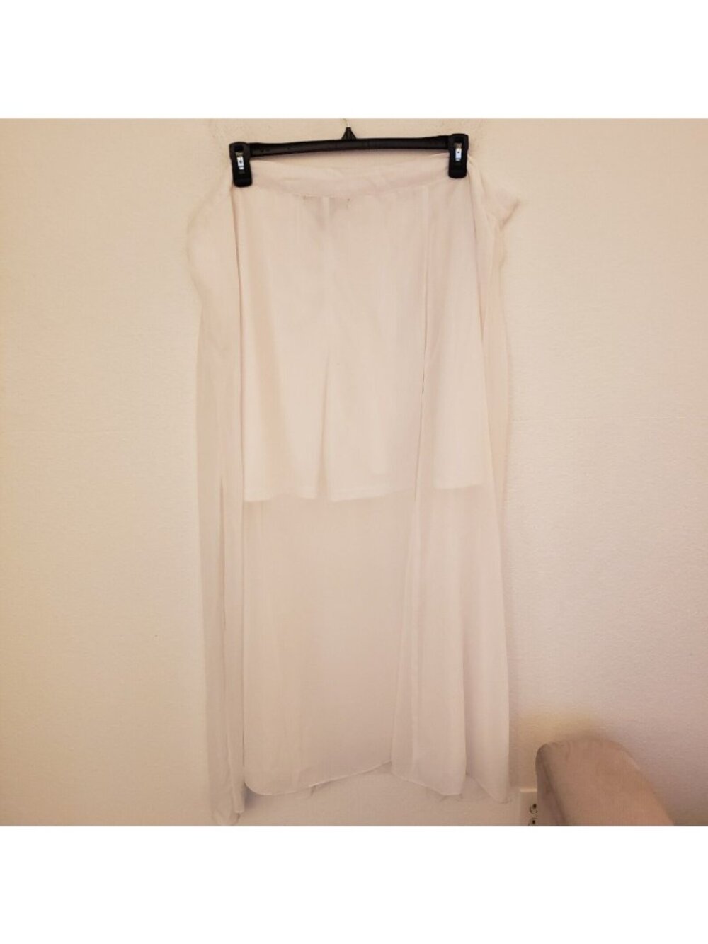 Ashley Stewart White Chiffon Boho Sheer Maxi Skirt with Shorts Size 26 EUC - Picture 3 of 7